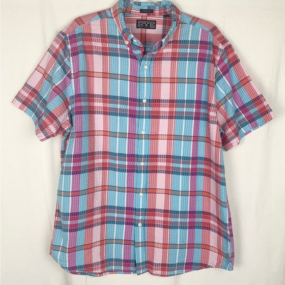 Rye Other - Rye by Hawker Rye Seersucker Plaid Button Front Short Sleeve size XL